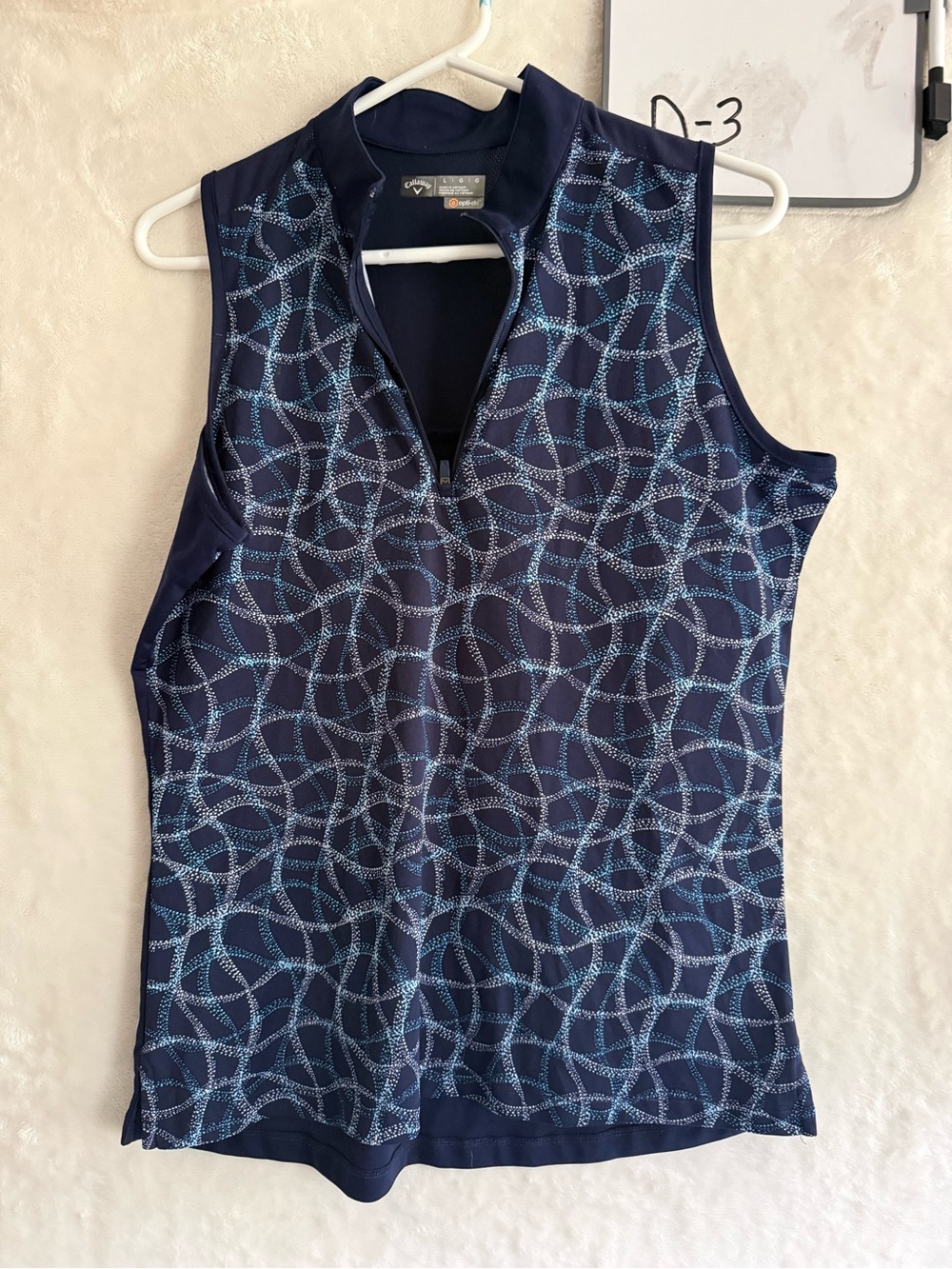 Callaway Navy Blue Sleeveless Golf Tank and skirtwith Light Blue Geometric Print